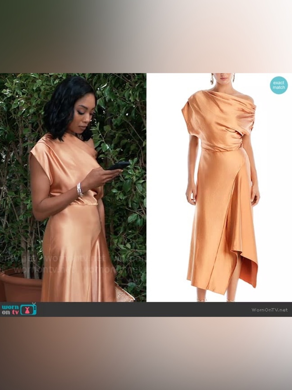 A.L.C. Jasmine Asymmetric Midi Dress in Sandstone 4 - Picture 8 of 9